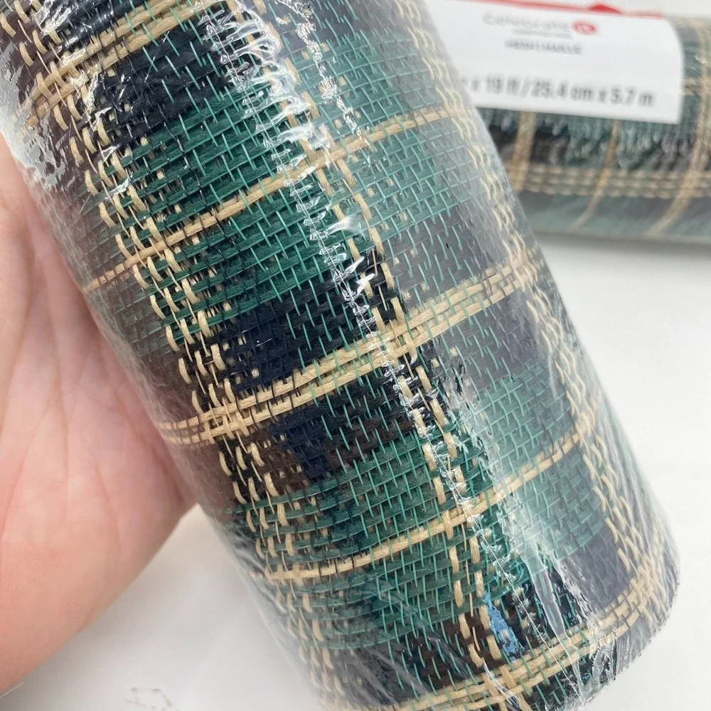 2 Rolls Celebrate It Premium Christmas Mesh 10in x 19ft Green Gold 639843
